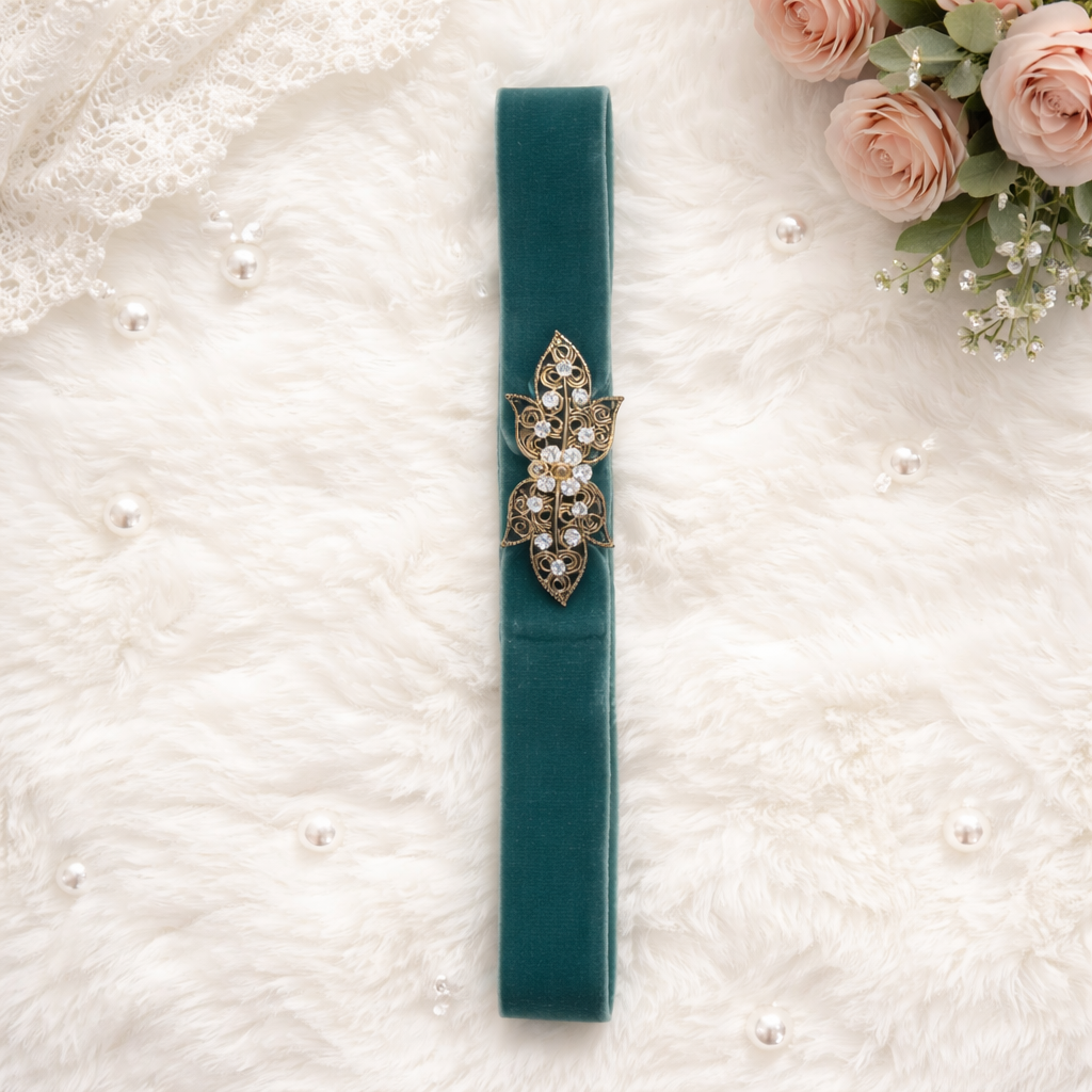 CINTURÓN ELÁSTICO DE TERCIOPELO VERDE