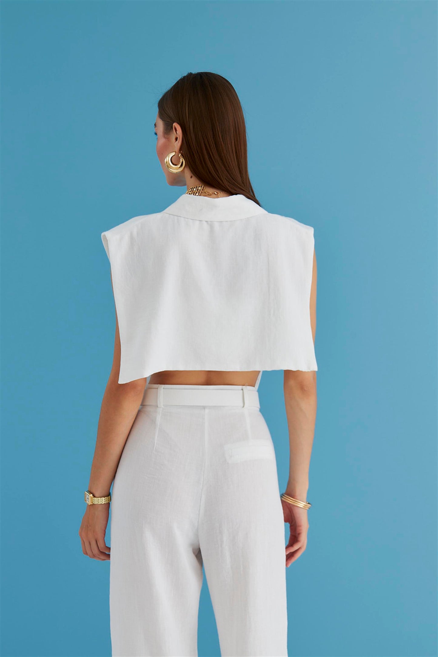 CHALECO MUJER LINO DISEÑO MEZCLA-BLANCO