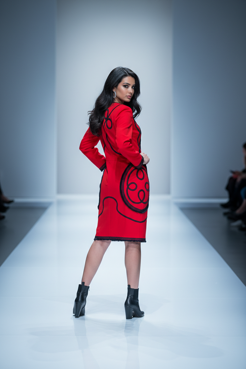 VESTIDO ROJO CON BORDADOS
