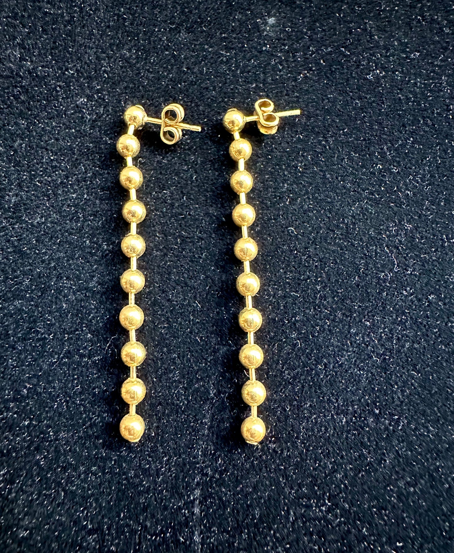 PENDIENTES LARGOS BOLAS DORADO GRUESO