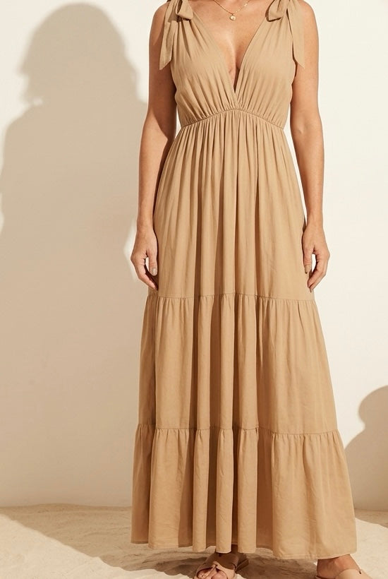 VESTIDO LARGO FLUIDO BEIGE