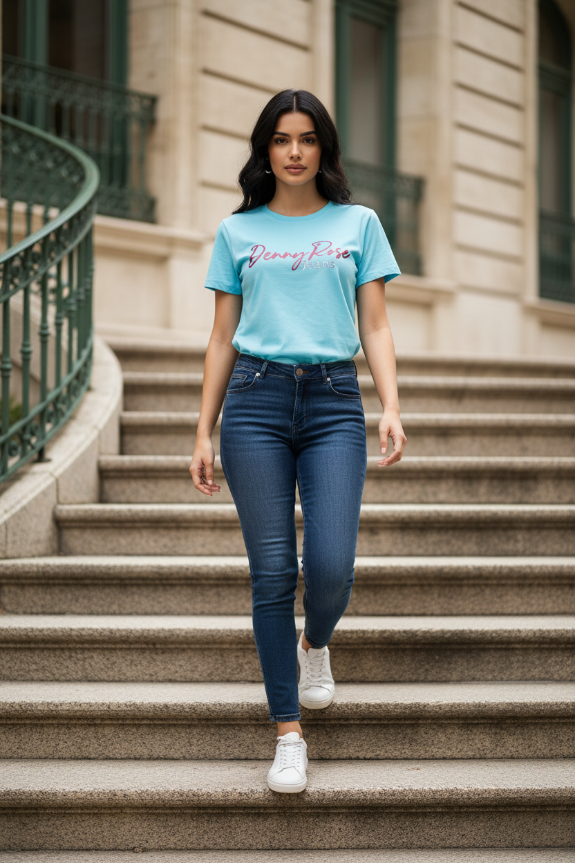 CAMISETA CELESTE CON LOGO