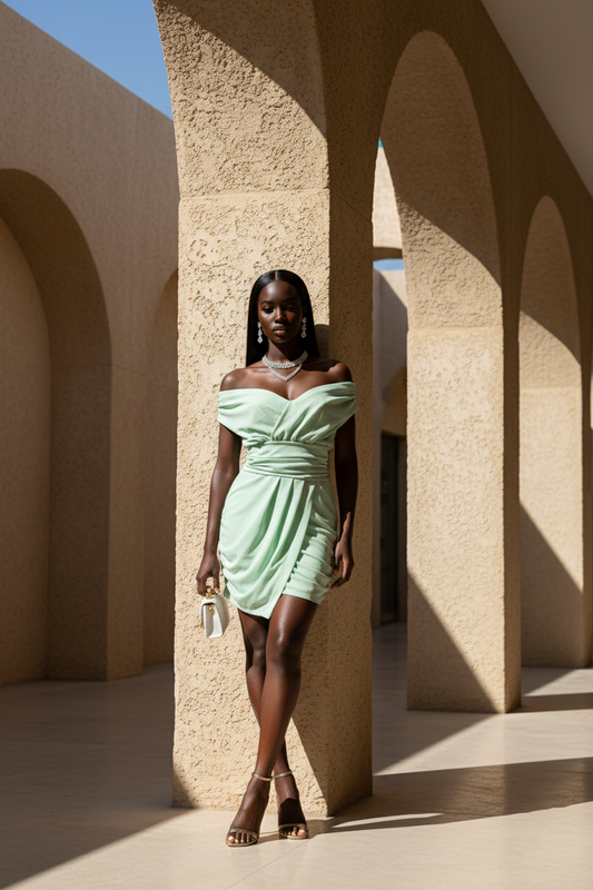 VESTIDO VERDE AGUA,ELEGANTE ￼
