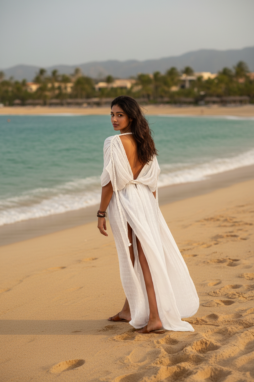 CAFTÁN BLANCO TRENZADO HECHO A MANO