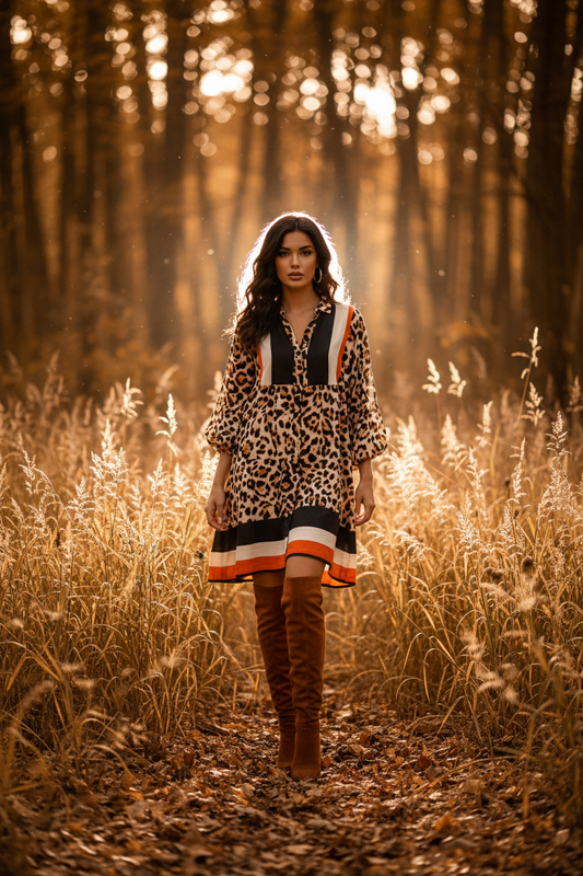 VESTIDO LEOPARDO CORTO VISCOSA