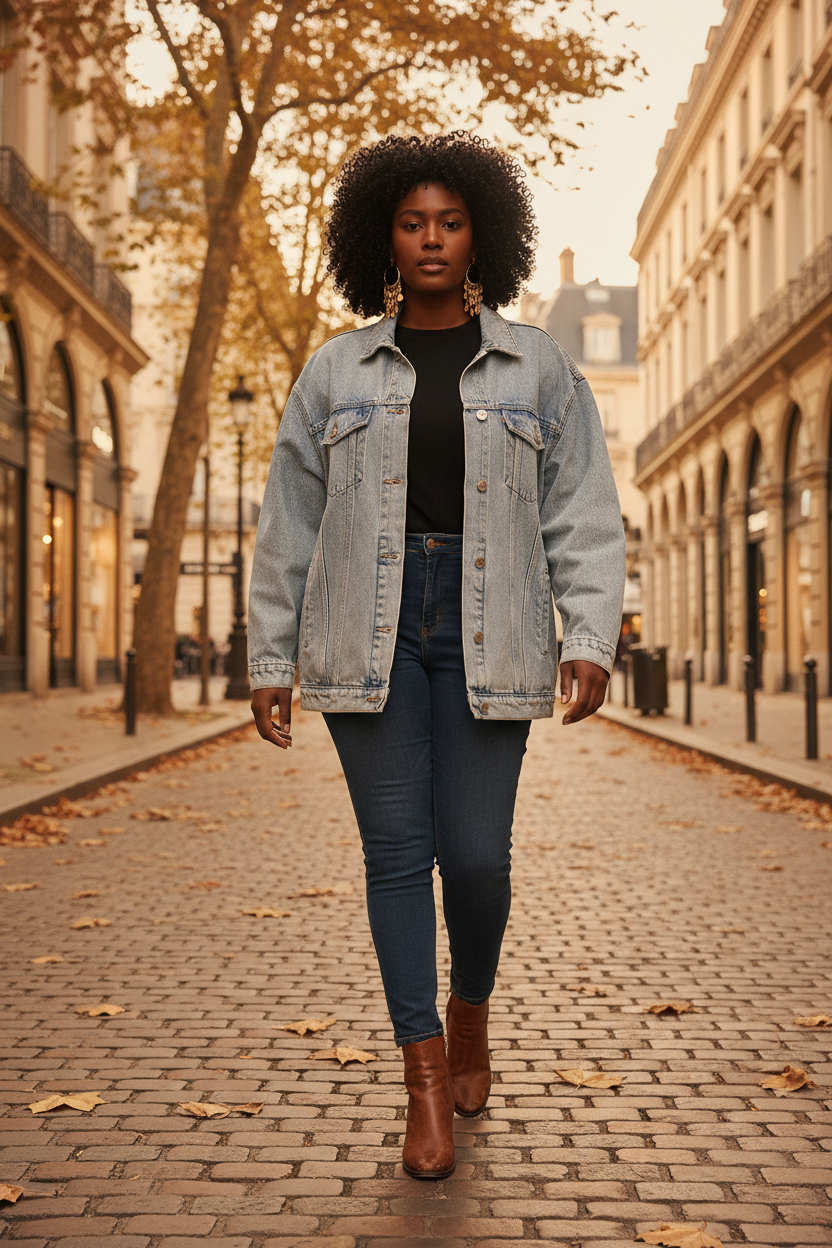 CHAQUETA DENIM OVERSIZE MUJER