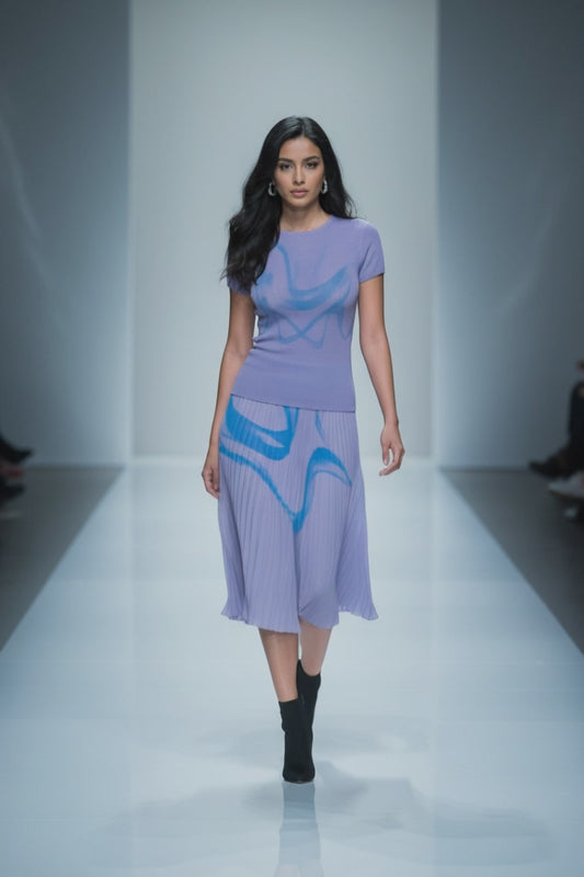 CONJUNTO MIDI PLISADO LAVANDA